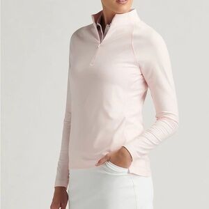 Peter Millar Womens Melange Raglan Sleeve Perth Layer Golf Pullover Pearl Pink